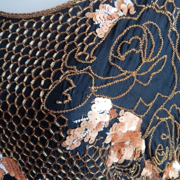 Small Vintage Sequin & Beaded Floral Blouse Top Womens Carolyne Barton India 90s - Picture 4 of 8